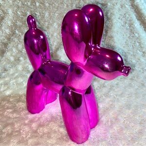 Vibrant Magenta Pink Chrome Balloon Dog Sculpture 11 x 8 x 3 Preowned